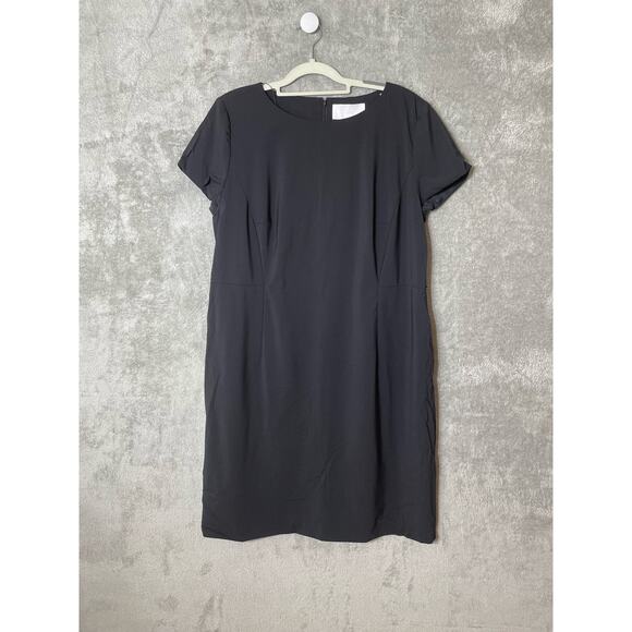 Boss Hugo Boss Dress Size Large Black Cap Sleeve French Dart Minimalist Office - Picture 1 of 6